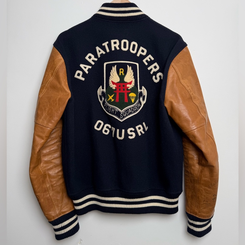 Ralph Lauren paratrooper varsity jacket 5th falcons 067 usrl leather wool - Picture 3 of 13